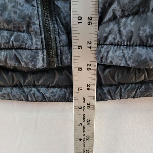 Columbia Gray Floral Print Puffer Hooded Jacket Front Zip Pockets Long Sleeves L - Picture 7 of 8